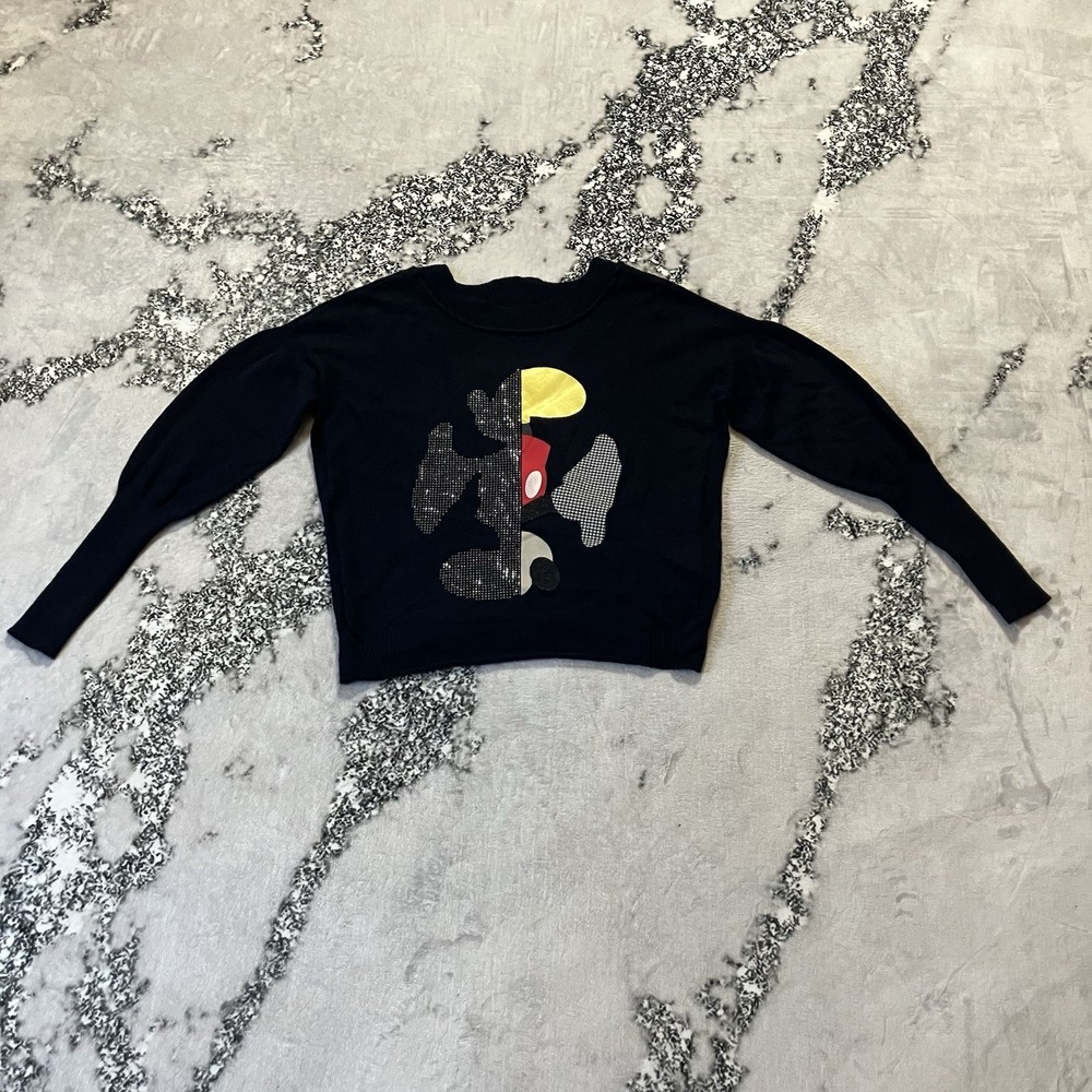 Brand Unique Womens Size M Cashmere Sweater Navy Abstract Made in Italy